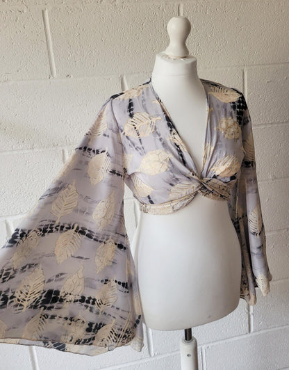 Bohemian bamboo silk wrap top / Wrap top / Bamboo silk / Festival / Bell sleeves / Kaftan top / Hippie / Cover up