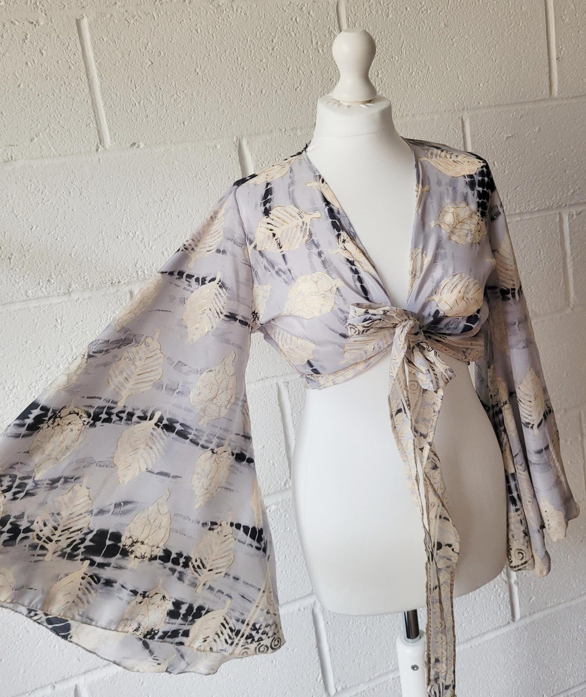 Bohemian bamboo silk wrap top / Wrap top / Bamboo silk / Festival / Bell sleeves / Kaftan top / Hippie / Cover up