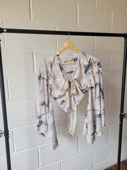 Bohemian bamboo silk wrap top / Wrap top / Bamboo silk / Festival / Bell sleeves / Kaftan top / Hippie / Cover up
