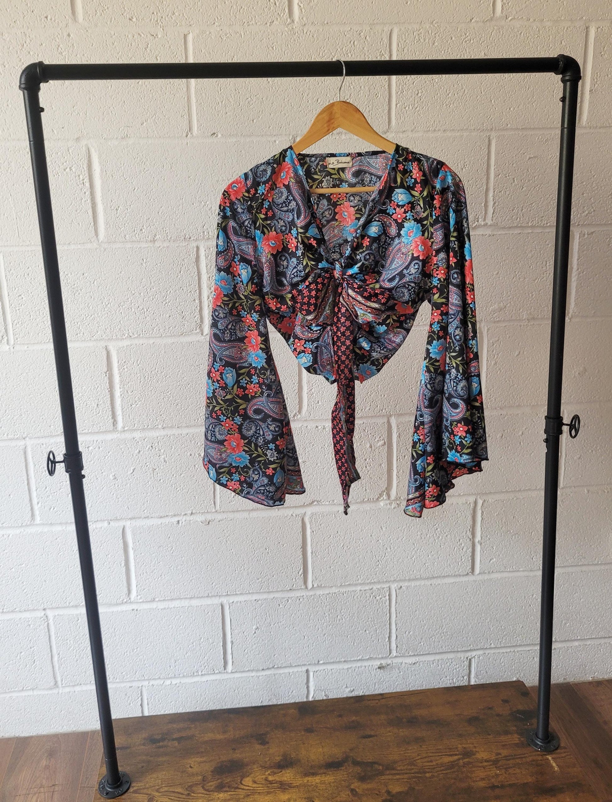 Bohemian bamboo silk wrap top / Wrap top / Bamboo silk / Festival / Bell sleeves / Kaftan top / Hippie / Cover up