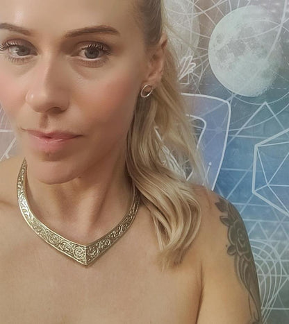 Golden choker / Brass jewellery / Tribal / Unique design / Gift / Boho / Bohemian / Festival / Hippie / Ethnic