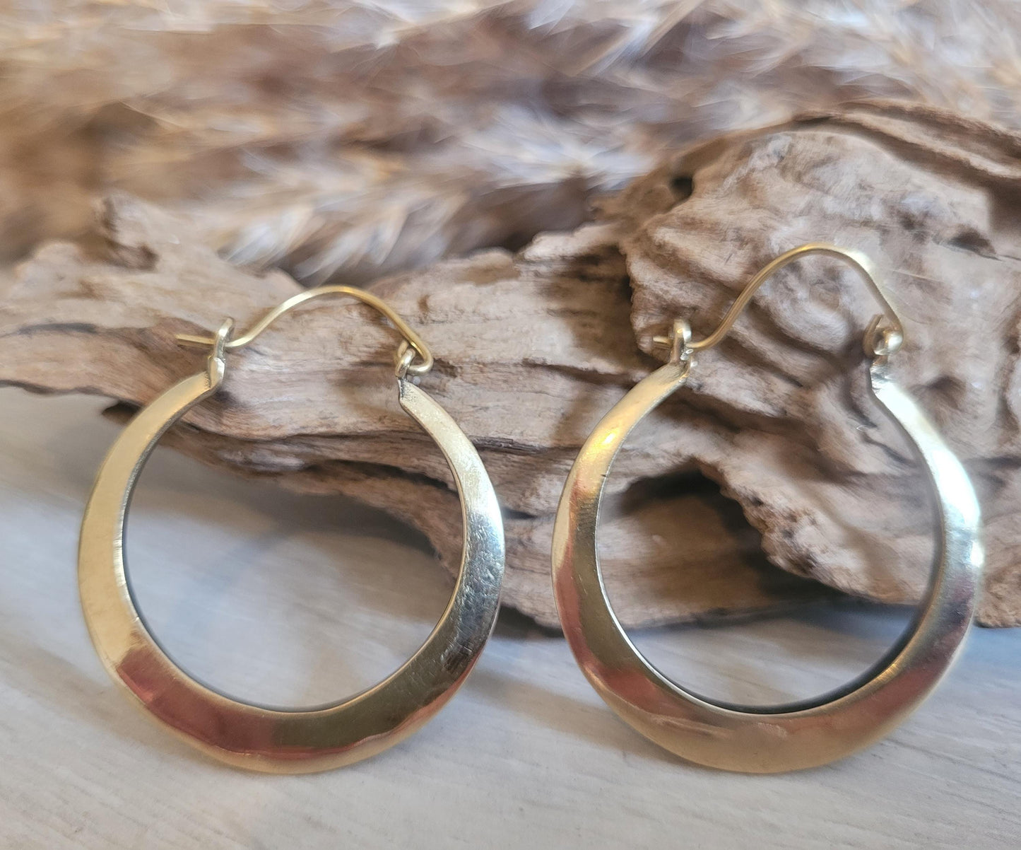 Gold hoops / hoops / Golden / Spiral / Boho / Rustic / Hammered / Bohemian / Pretty / Free shipping