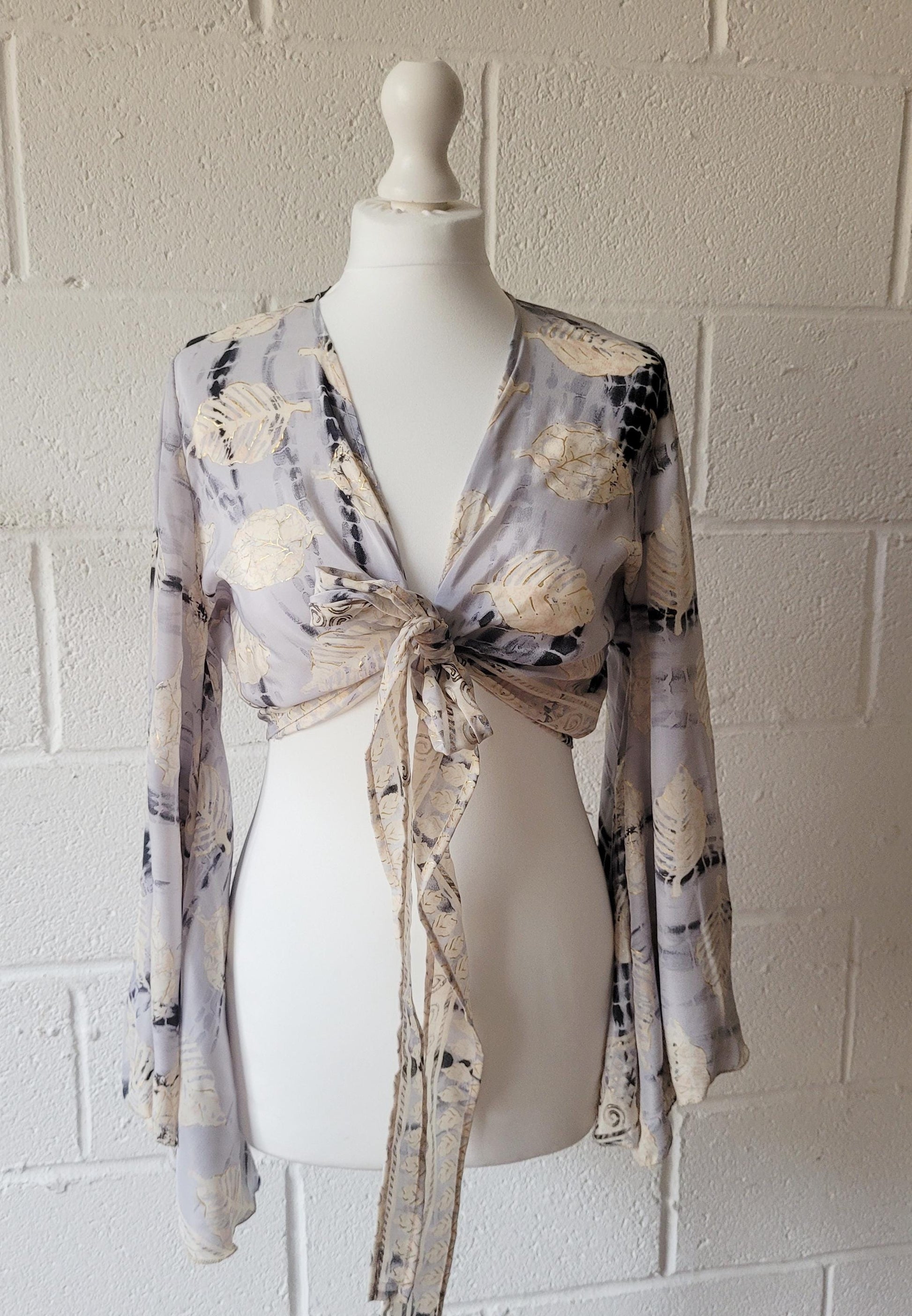 Bohemian bamboo silk wrap top / Wrap top / Bamboo silk / Festival / Bell sleeves / Kaftan top / Hippie / Cover up