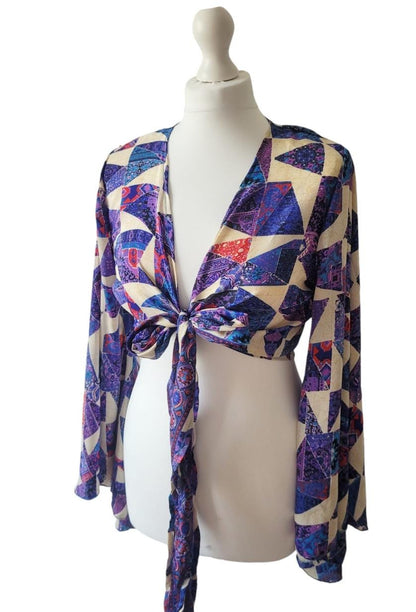 Bohemian bamboo silk wrap top / Wrap top / Bamboo silk / Festival / Bell sleeves / Kaftan top / Hippie / Cover up / Tie Top