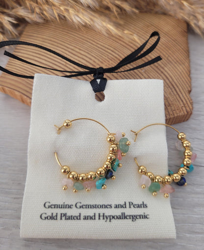 Gold plated hoops / Hoops / pearls / Hypoallergenic / Gold / Gift