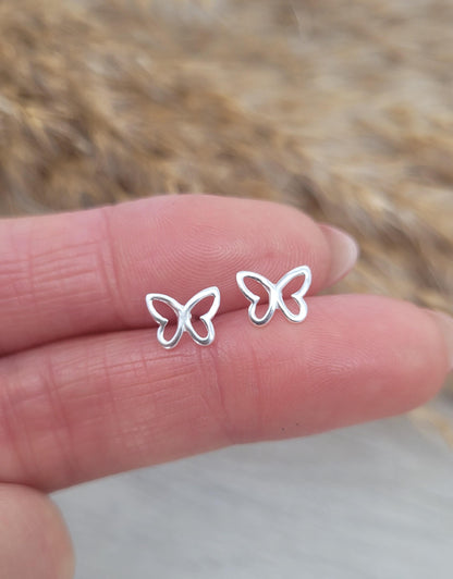 Sterling silver stud earrings / Butterfly studs / Minimal /Minimalist / Cute / Gift idea