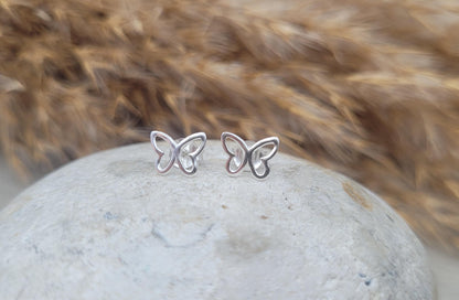 Sterling silver stud earrings / Butterfly studs / Minimal /Minimalist / Cute / Gift idea