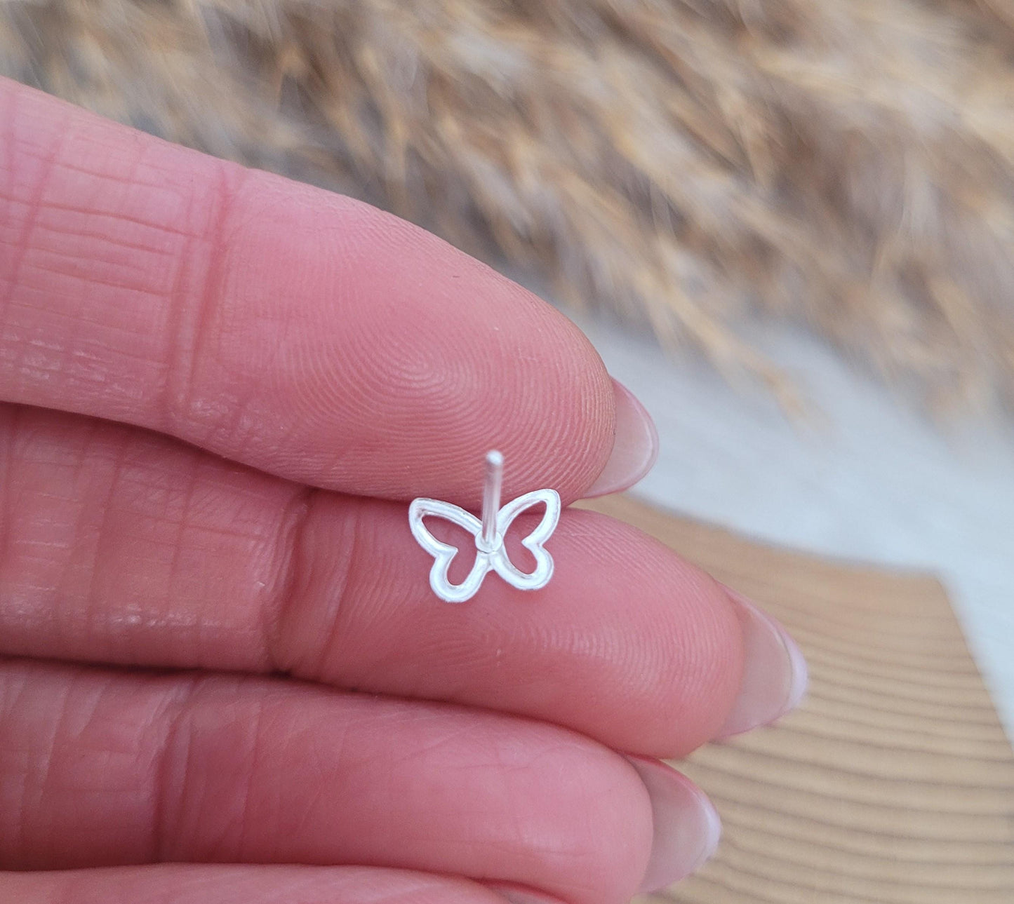 Sterling silver stud earrings / Butterfly studs / Minimal /Minimalist / Cute / Gift idea