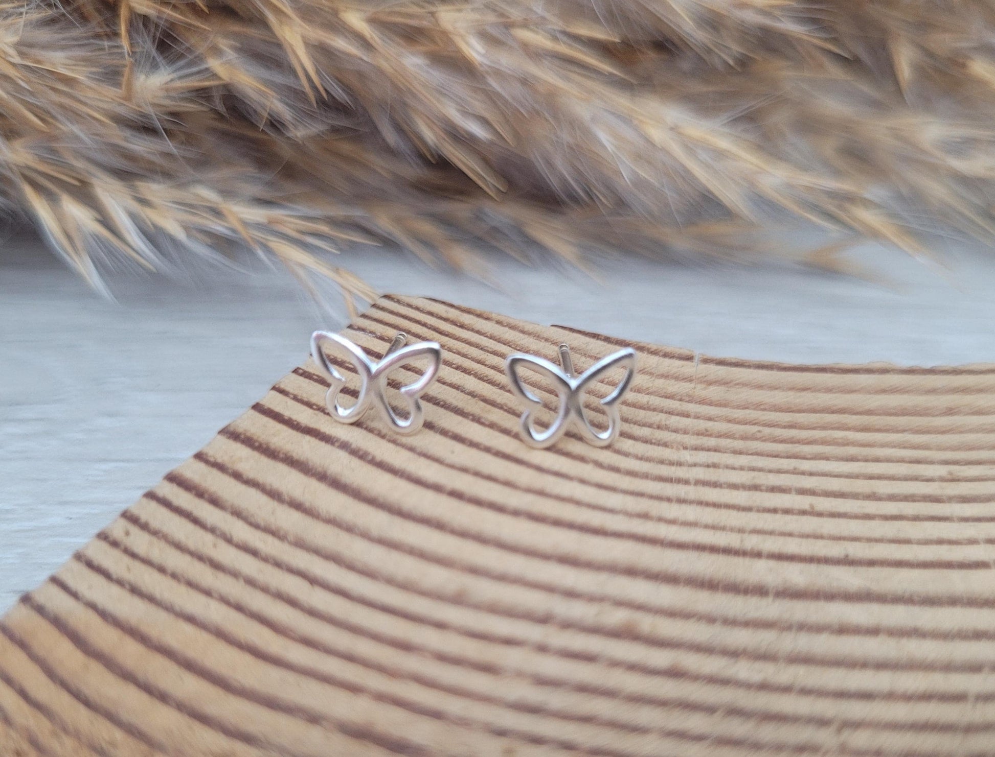 Sterling silver stud earrings / Butterfly studs / Minimal /Minimalist / Cute / Gift idea