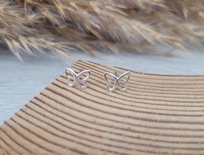Sterling silver stud earrings / Butterfly studs / Minimal /Minimalist / Cute / Gift idea