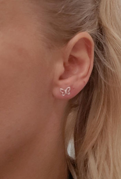 Sterling silver stud earrings / Butterfly studs / Minimal /Minimalist / Cute / Gift idea