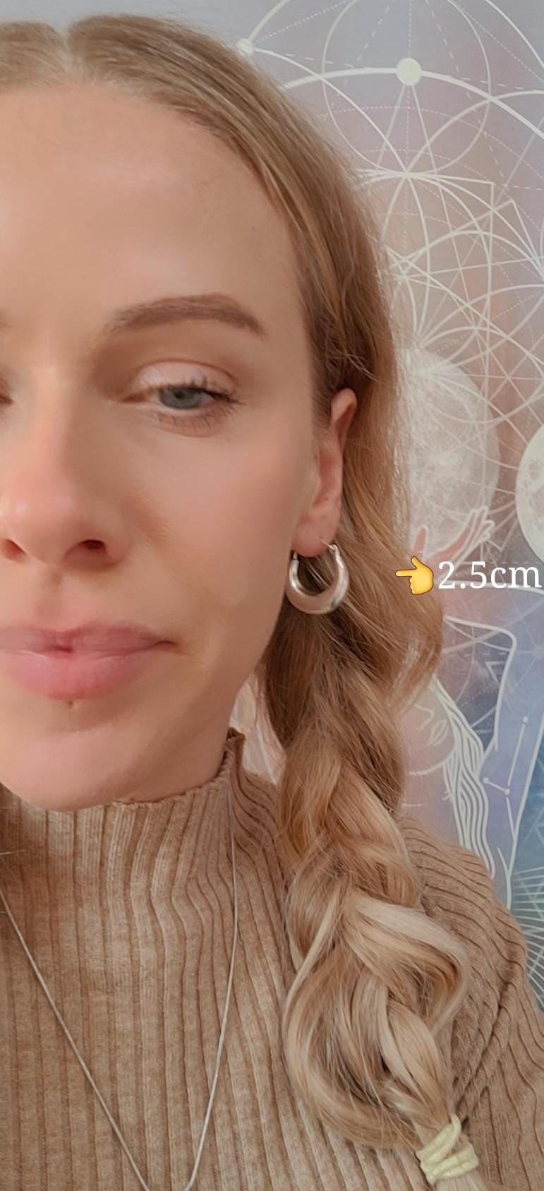 Silver hoop earrings / Classic hoops / Chunky earrings/ Simple jewellery / Unique / Hippie / Free shipping