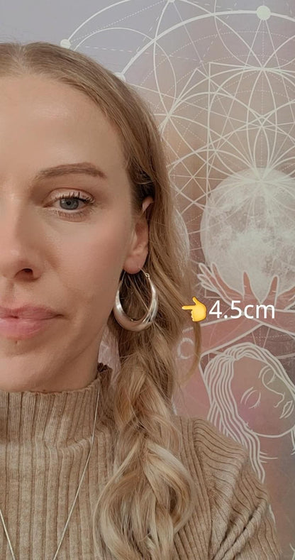Silver hoop earrings / Classic hoops / Chunky earrings/ Simple jewellery / Unique / Hippie / Free shipping