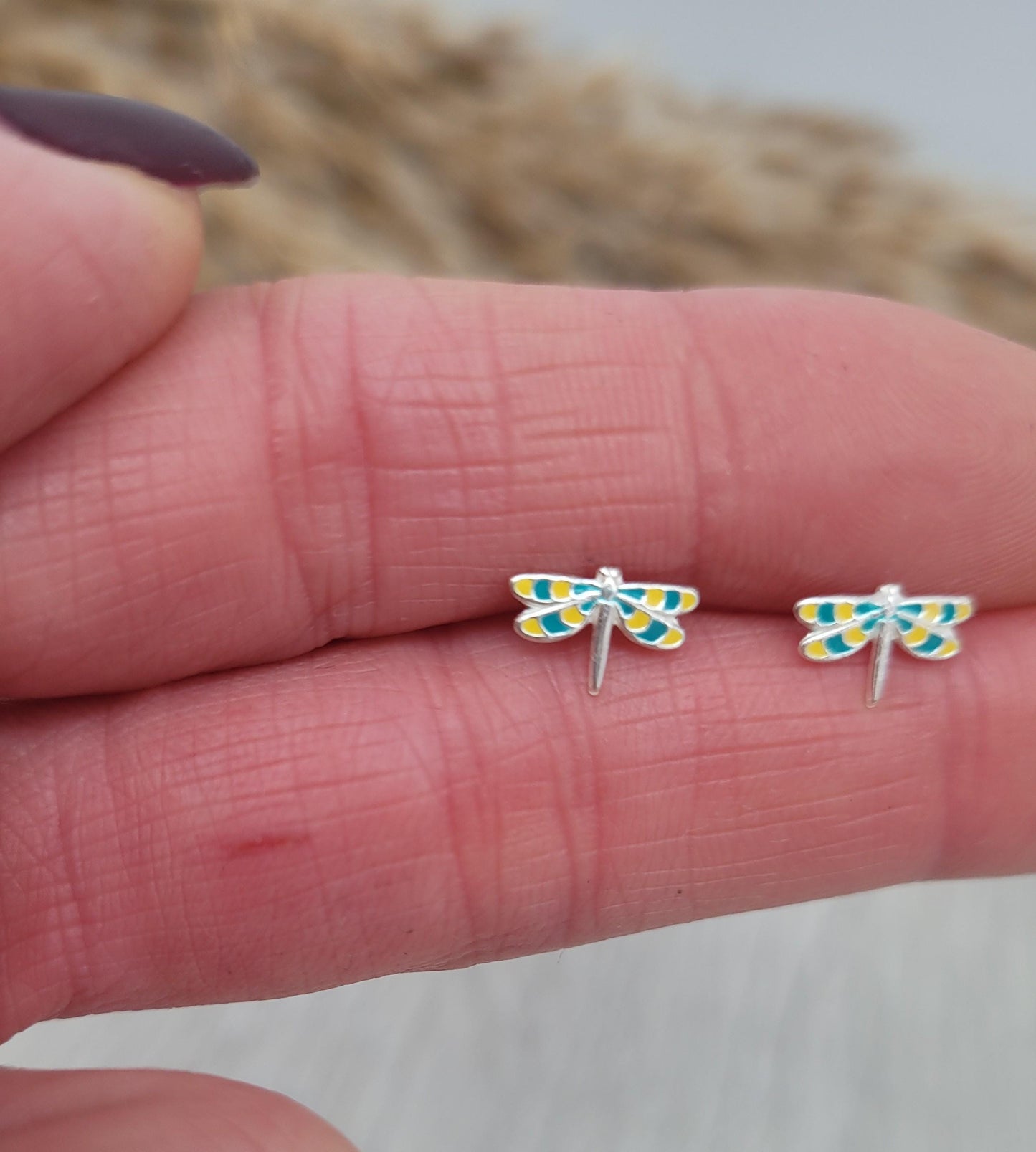 Sterling silver stud earrings / Dragonfly studs / Minimal /Minimalist / Cute / Gift idea