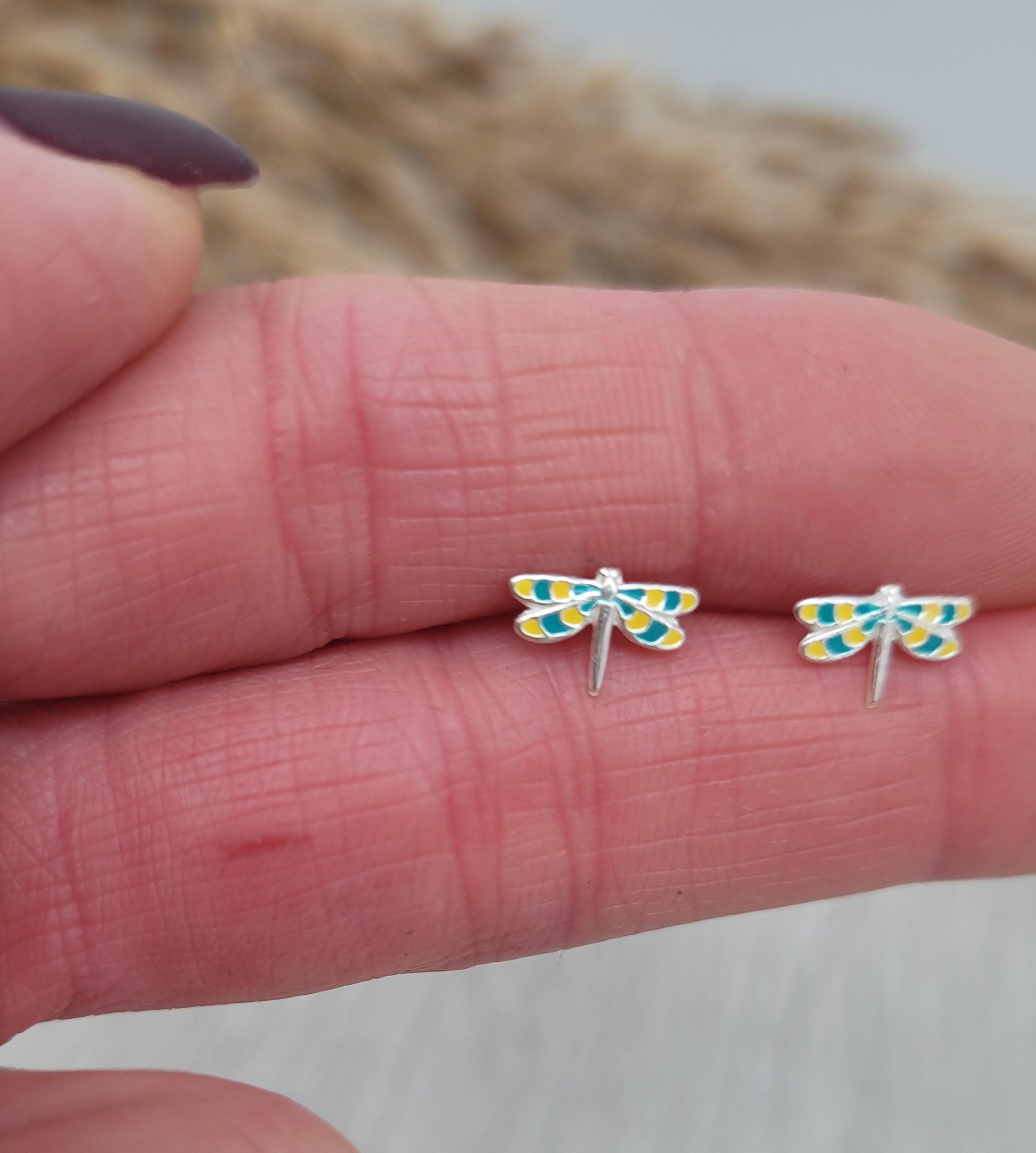 Sterling silver stud earrings / Dragonfly studs / Minimal /Minimalist / Cute / Gift idea