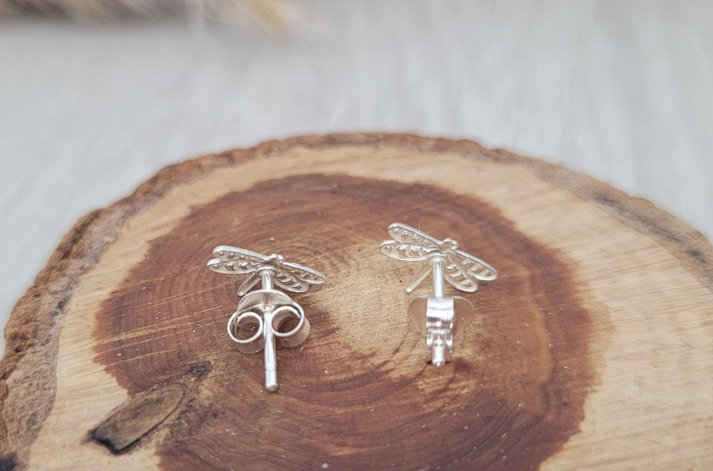 Sterling silver stud earrings / Dragonfly studs / Minimal /Minimalist / Cute / Gift idea