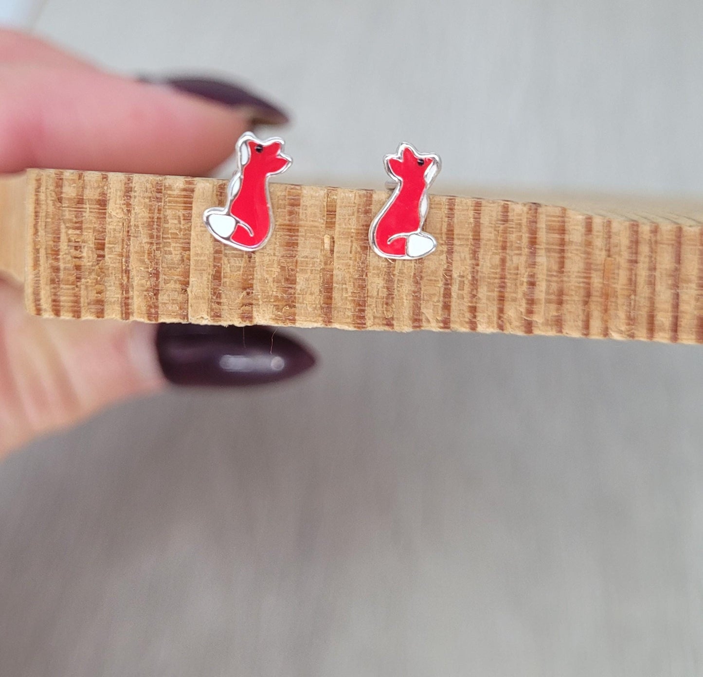 Sterling silver Fox studs / Silver earrings / Fox / Animal / Girls / Gift / Minimal / Minimalist / Studs