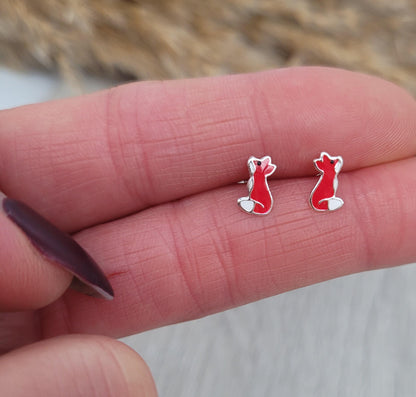 Sterling silver Fox studs / Silver earrings / Fox / Animal / Girls / Gift / Minimal / Minimalist / Studs