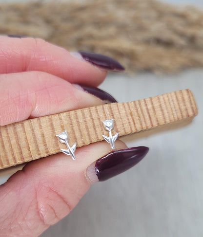 Sterling silver stud earrings / Rose studs / Minimal /Minimalist / Cute / Gift idea / Rose / Flower Floral