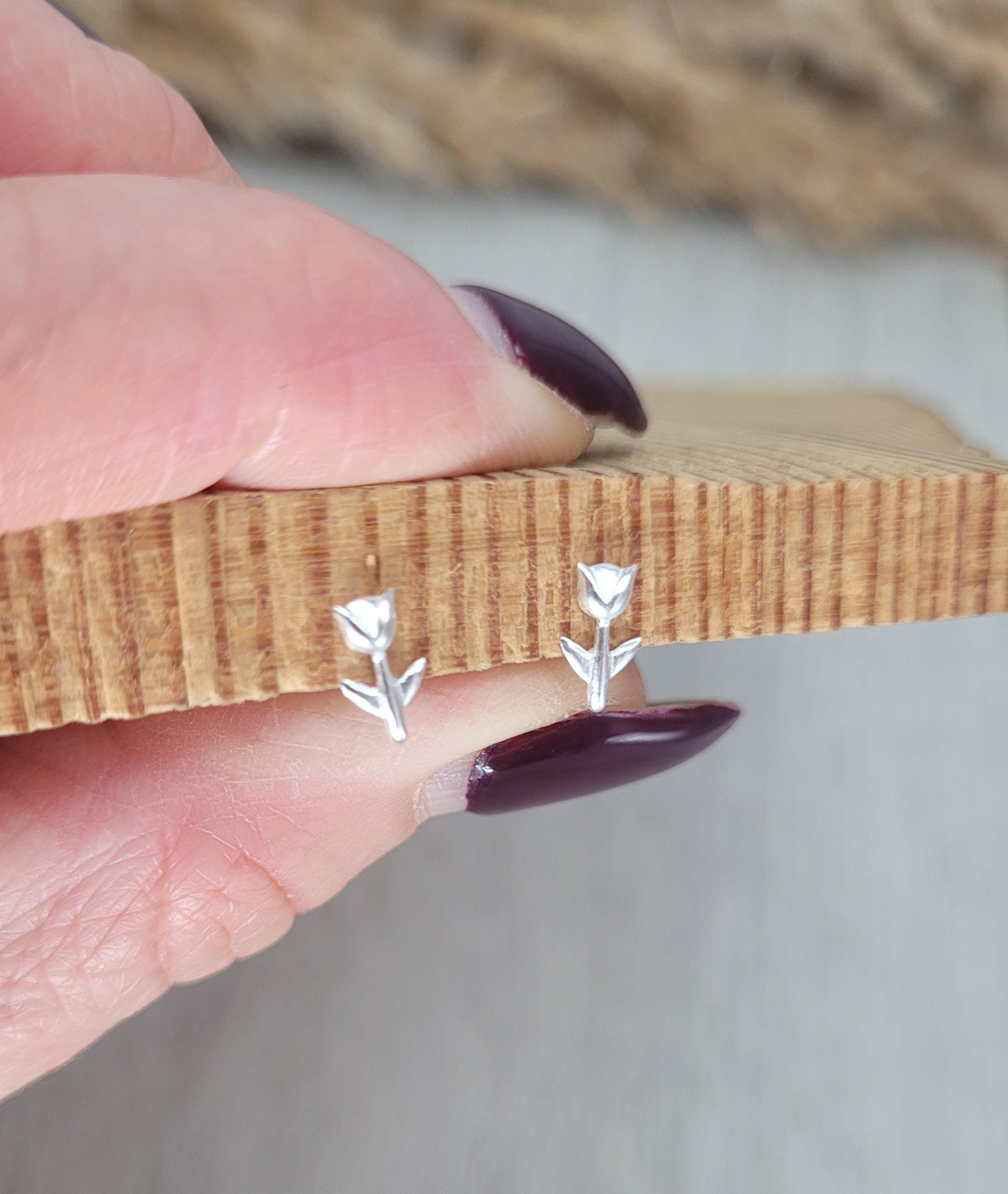 Sterling silver stud earrings / Rose studs / Minimal /Minimalist / Cute / Gift idea / Rose / Flower Floral