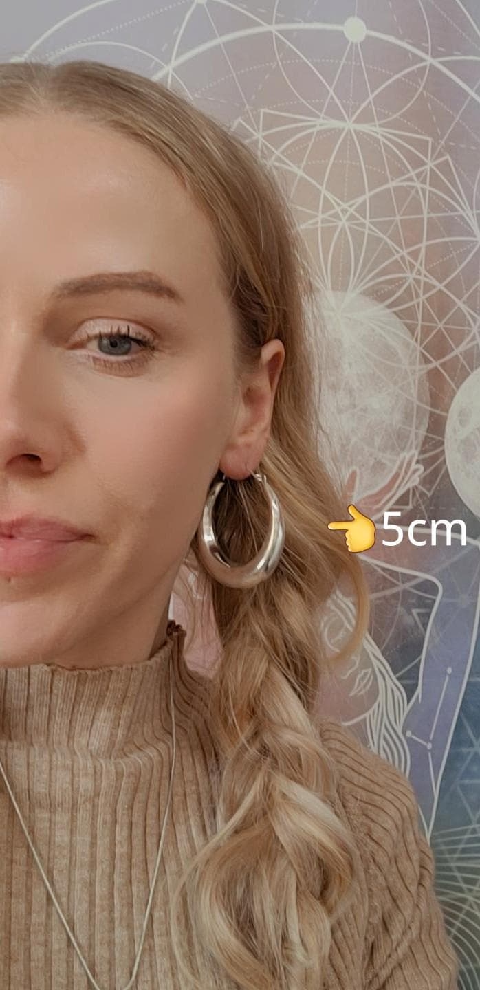 Silver hoop earrings / Classic hoops / Chunky earrings/ Simple jewellery / Unique / Hippie / Free shipping