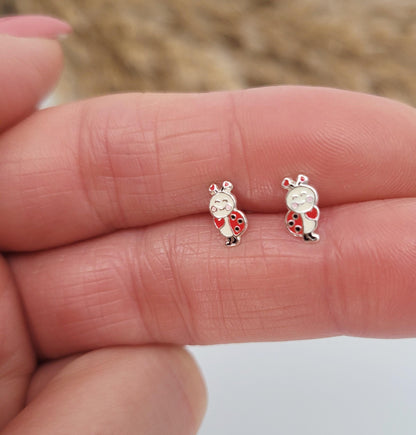 Sterling silver stud earrings / Ladybird studs / Minimal /Minimalist / Cute / Gift idea / Animal