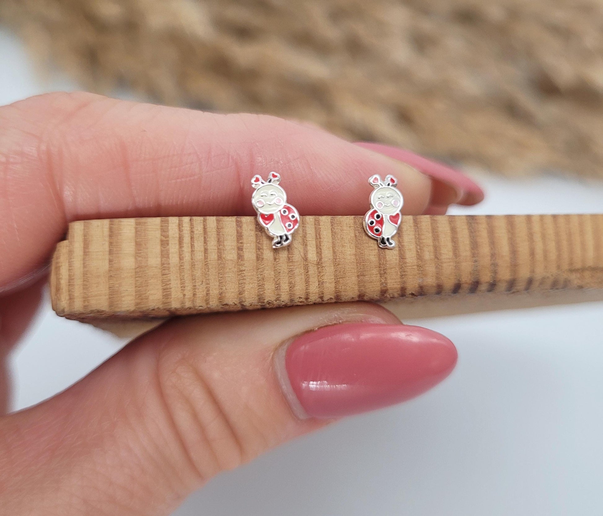 Sterling silver stud earrings / Ladybird studs / Minimal /Minimalist / Cute / Gift idea / Animal