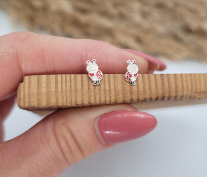 Sterling silver stud earrings / Ladybird studs / Minimal /Minimalist / Cute / Gift idea / Animal