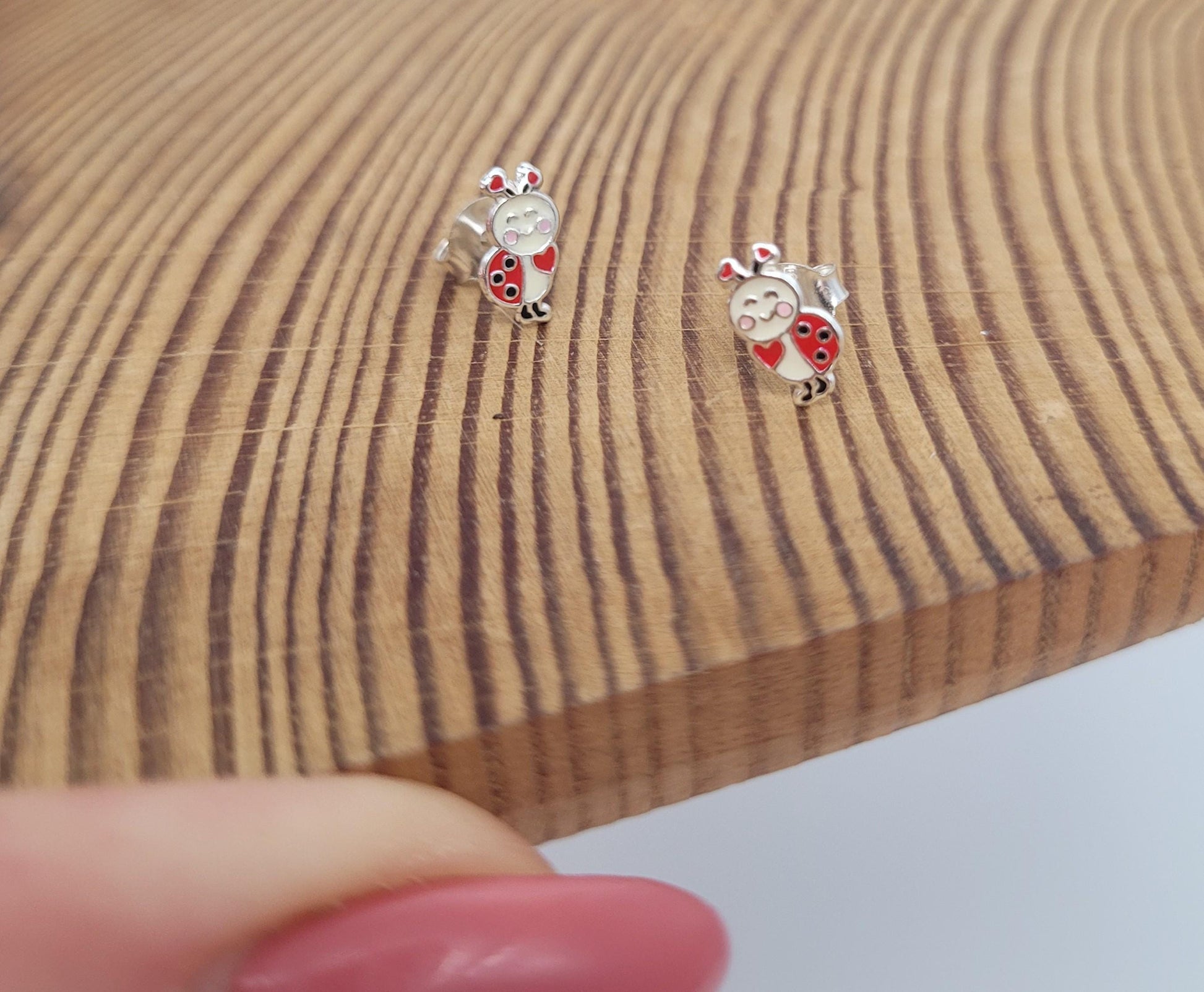 Sterling silver stud earrings / Ladybird studs / Minimal /Minimalist / Cute / Gift idea / Animal