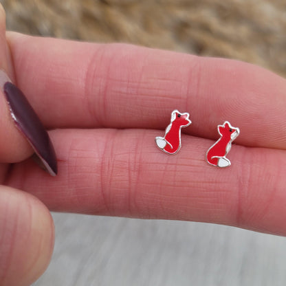 Sterling silver Fox studs / Silver earrings / Fox / Animal / Girls / Gift / Minimal / Minimalist / Studs