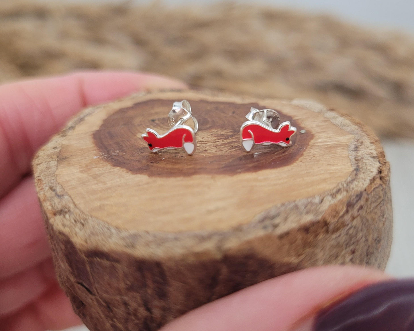 Sterling silver Fox studs / Silver earrings / Fox / Animal / Girls / Gift / Minimal / Minimalist / Studs