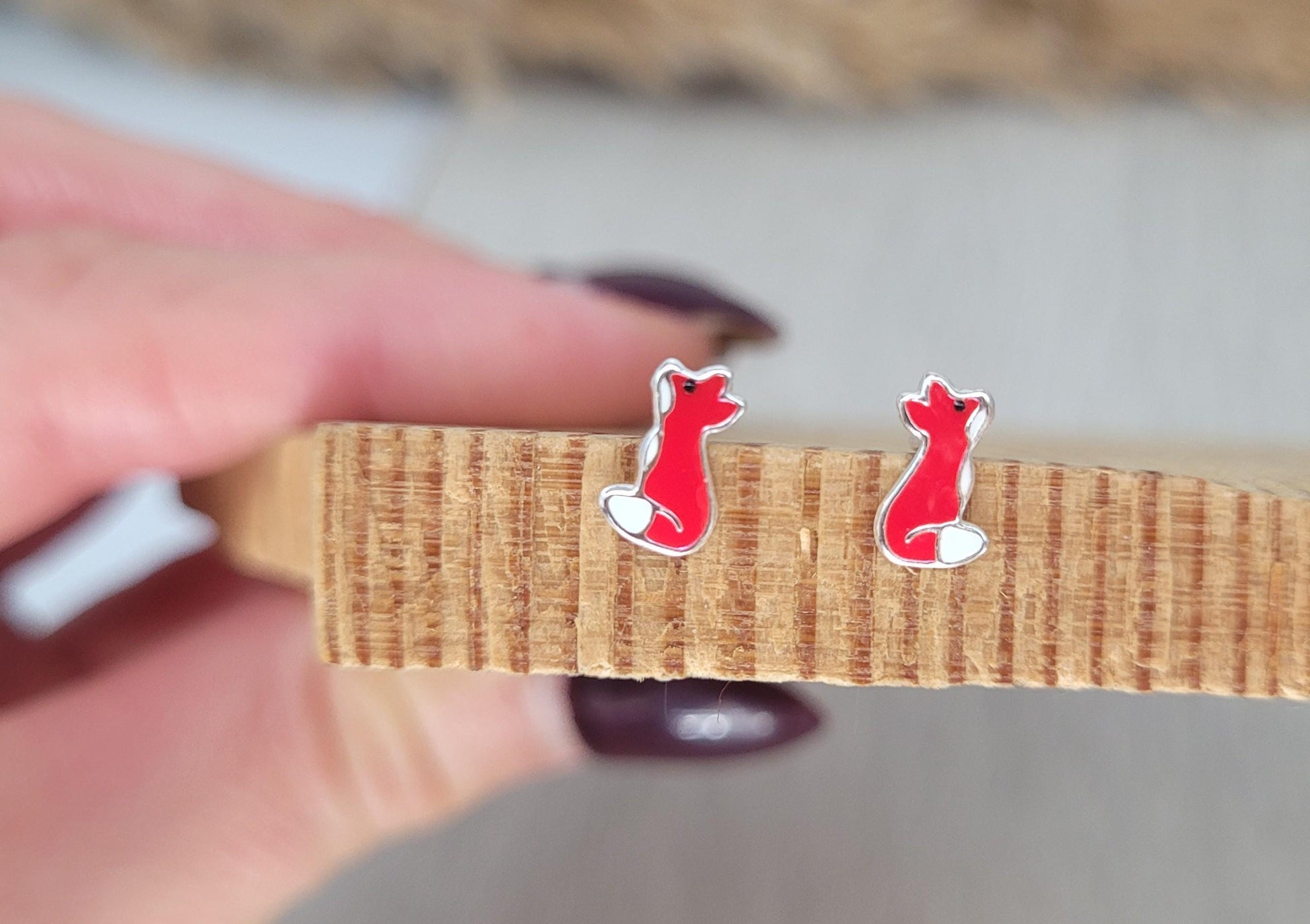 Sterling silver Fox studs / Silver earrings / Fox / Animal / Girls / Gift / Minimal / Minimalist / Studs