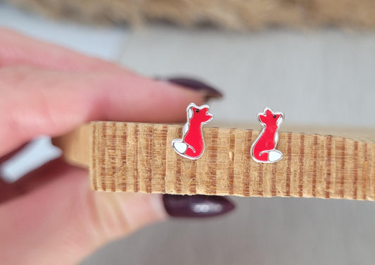 Sterling silver Fox studs / Silver earrings / Fox / Animal / Girls / Gift / Minimal / Minimalist / Studs