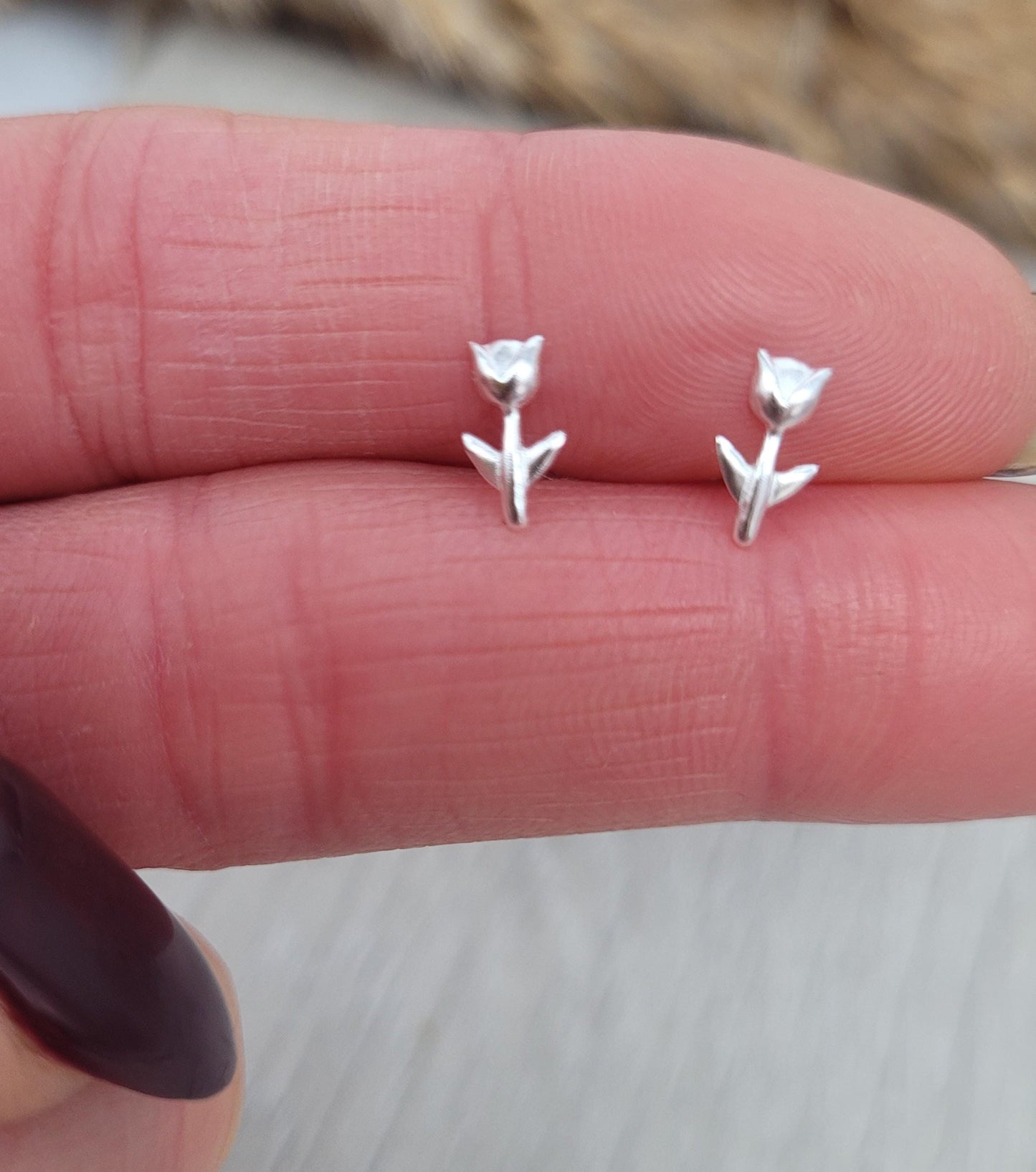 Sterling silver stud earrings / Rose studs / Minimal /Minimalist / Cute / Gift idea / Rose / Flower Floral