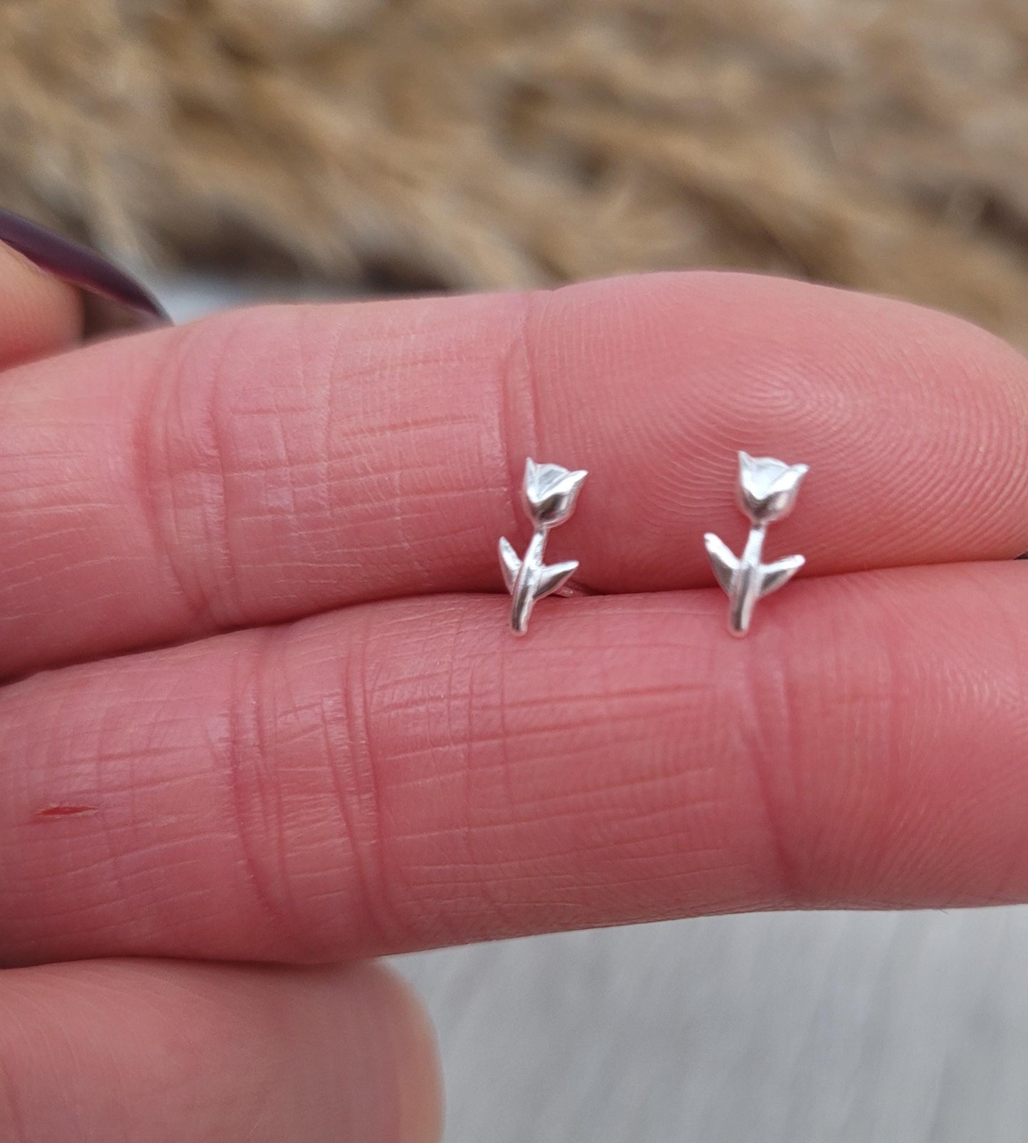 Sterling silver stud earrings / Rose studs / Minimal /Minimalist / Cute / Gift idea / Rose / Flower Floral