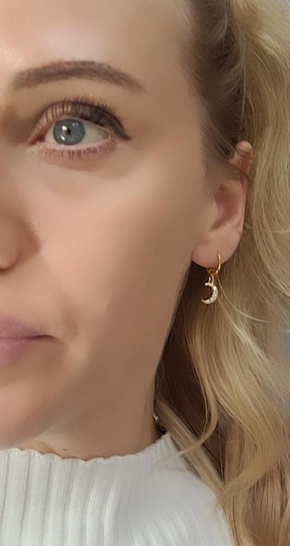 Gold huggie hoops / Moon earrings / Star / Hoops / 18k Gold plated / Gift / Cute / Wedding / Bridesmaid / Boho / Ethnic style