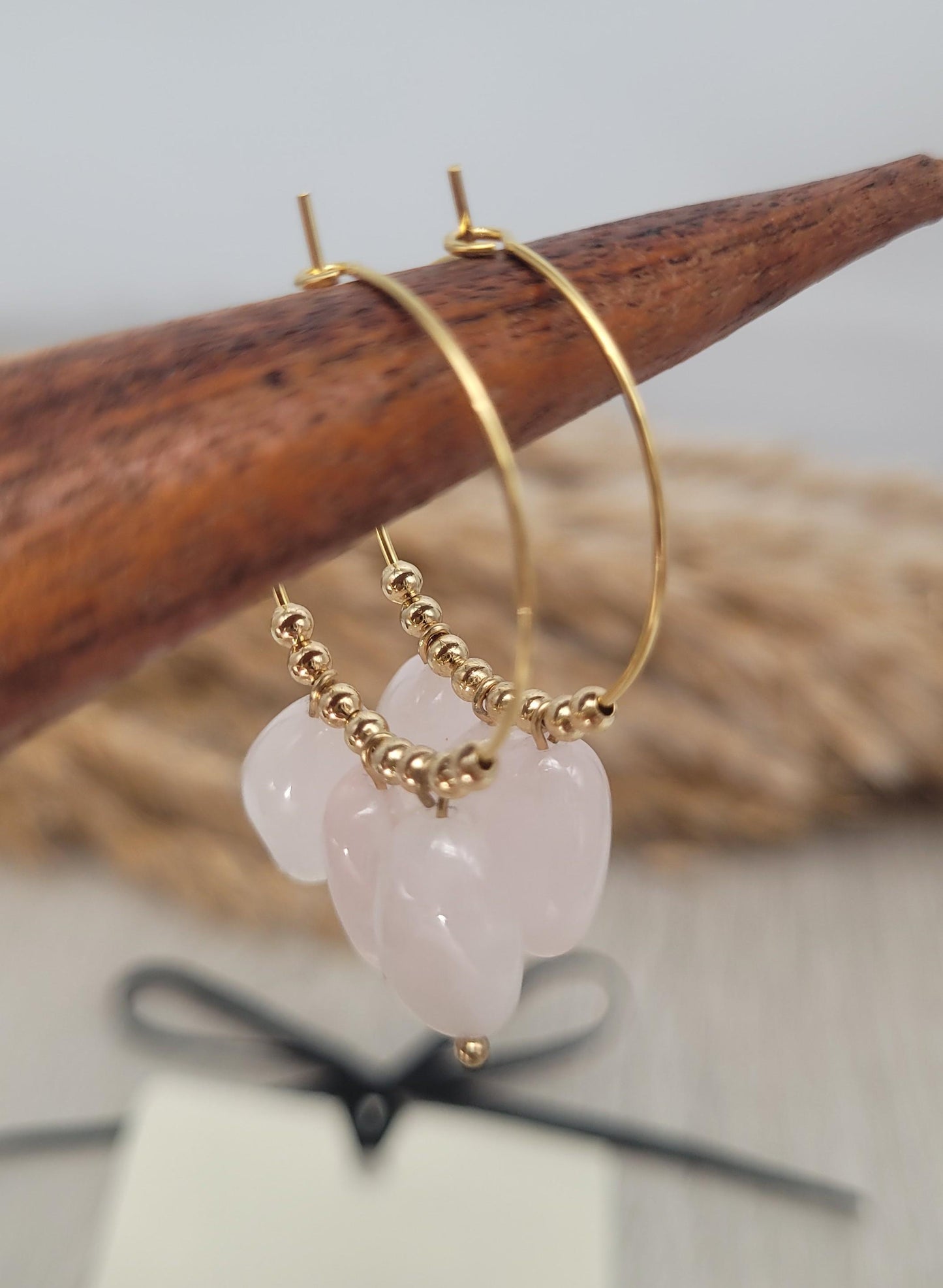 Gold hoops / Malachite / Hoop earrings / 18k gold plated / Gift / Crystal / Wedding / Bridesmaid