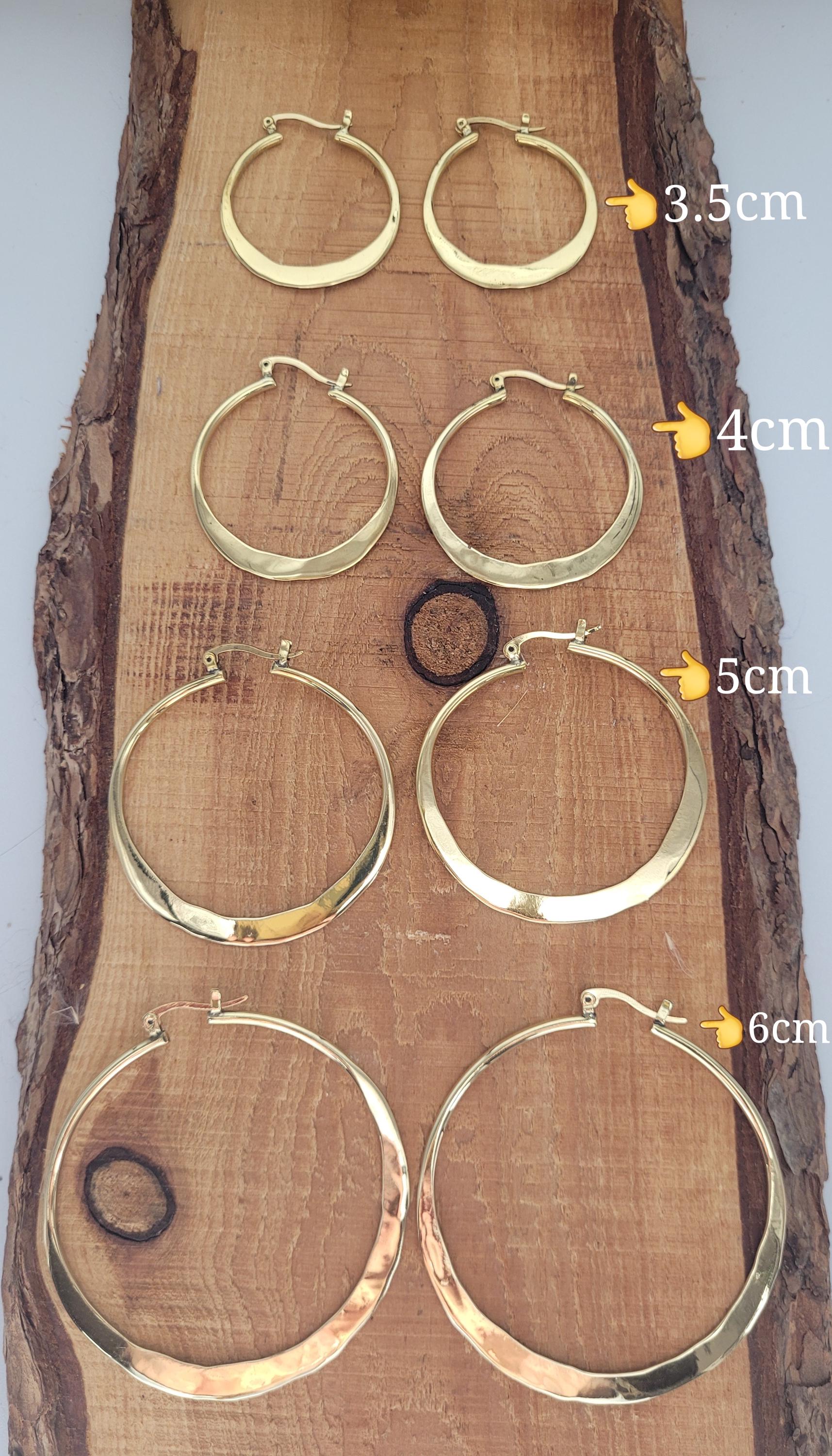 Brass hammered hoops / Hoop earrings / Small hoops / Large hoops / Hippie / Unique / Free uk shipping / Gift