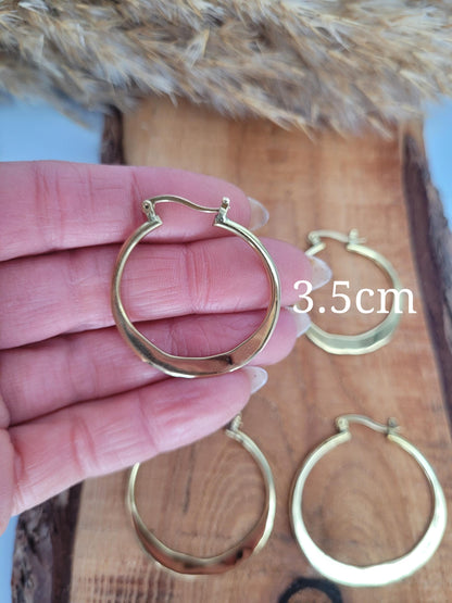 Brass hammered hoops / Hoop earrings / Small hoops / Large hoops / Hippie / Unique / Free uk shipping / Gift