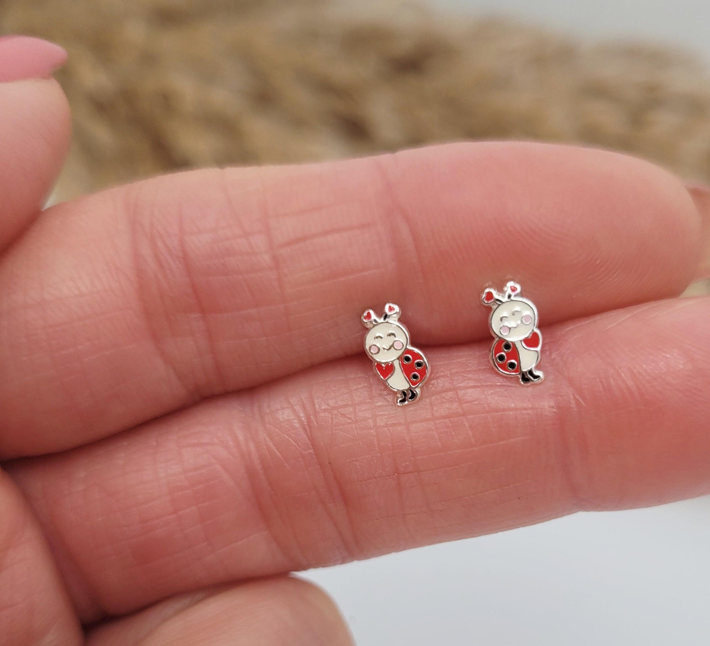 Sterling silver stud earrings / Ladybird studs / Minimal /Minimalist / Cute / Gift idea / Animal