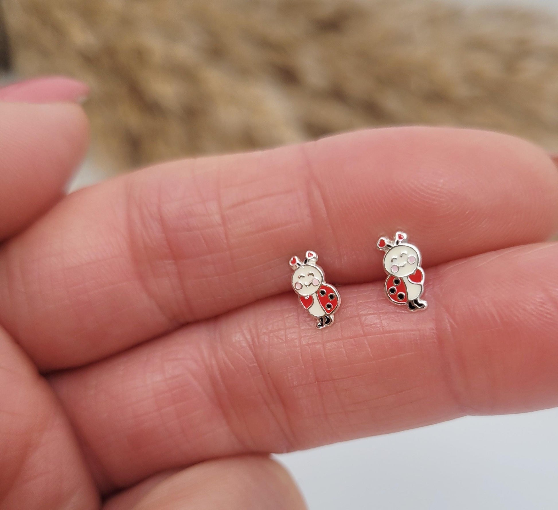 Sterling silver stud earrings / Ladybird studs / Minimal /Minimalist / Cute / Gift idea / Animal