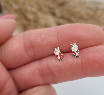 Sterling silver stud earrings / Ladybird studs / Minimal /Minimalist / Cute / Gift idea / Animal