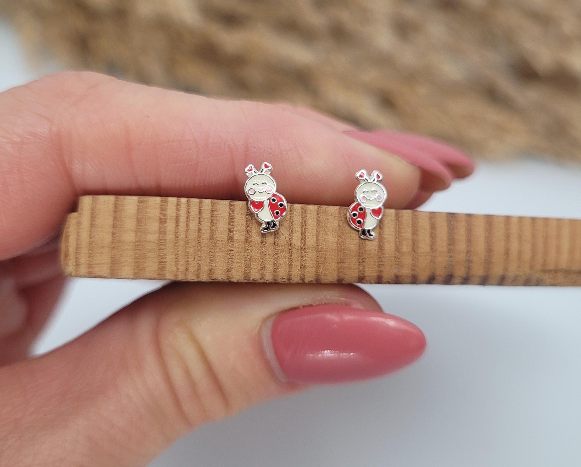 Sterling silver stud earrings / Ladybird studs / Minimal /Minimalist / Cute / Gift idea / Animal