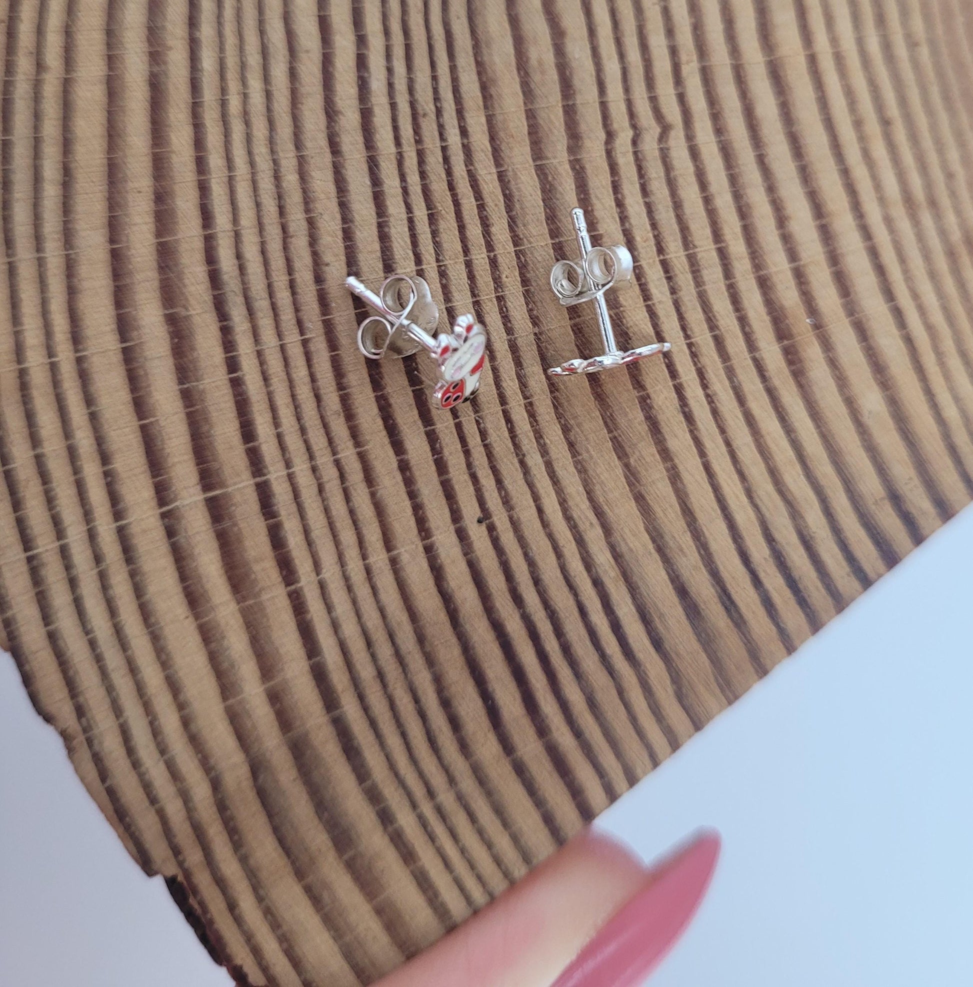 Sterling silver stud earrings / Ladybird studs / Minimal /Minimalist / Cute / Gift idea / Animal