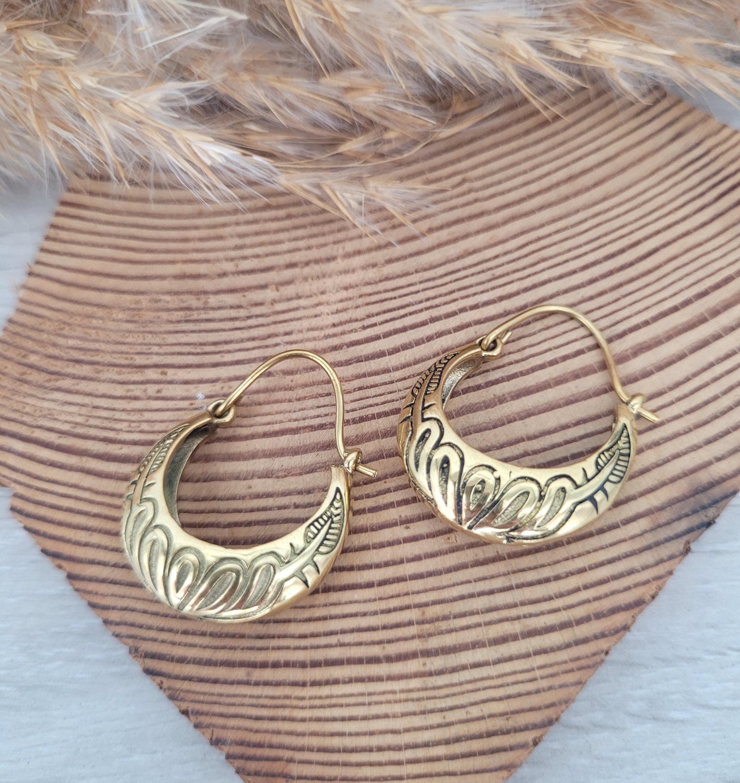 Golden hoops / Detailed hoops / Engraved / Gift / Ethnic / Wedding / Glory