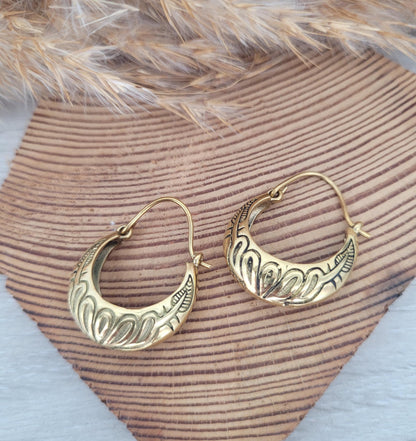 Golden hoops / Detailed hoops / Engraved / Gift / Ethnic / Wedding / Glory
