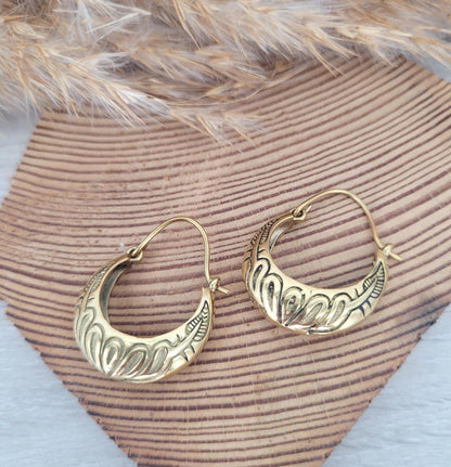 Golden hoops / Detailed hoops / Engraved / Gift / Ethnic / Wedding / Glory