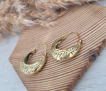 Golden hoops / Detailed hoops / Engraved / Gift / Ethnic / Wedding / Glory