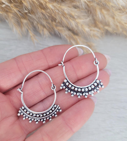 Silver bali hoops / Dainty hoops / Cute gift / Silver hoops / Ethnic / Festival / Wedding / Pretty