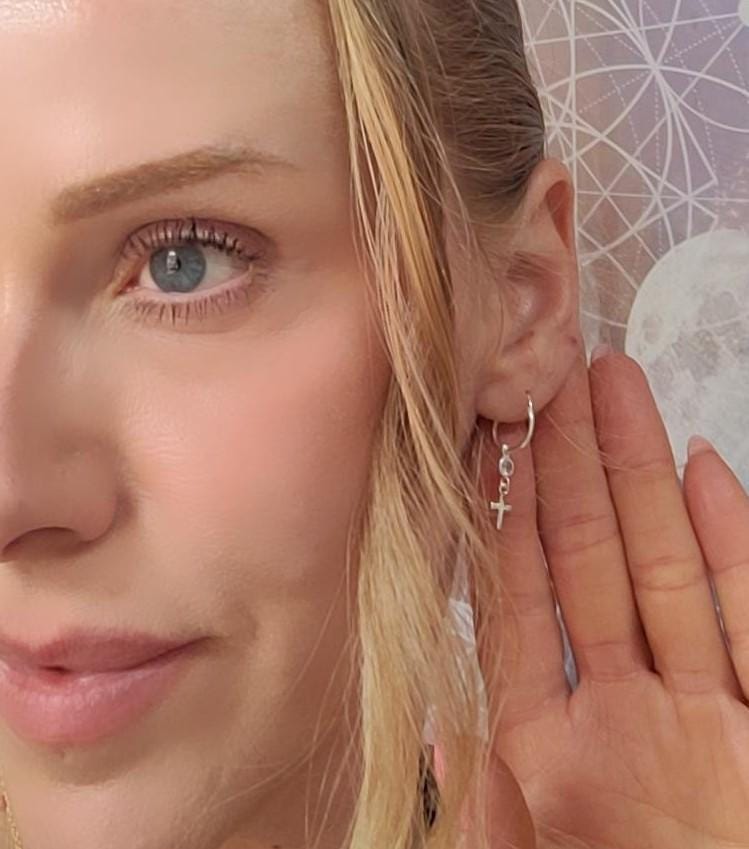 sterling silver hoops / Jesus cross / Holy jewellery / Pray / Gift / Pretty